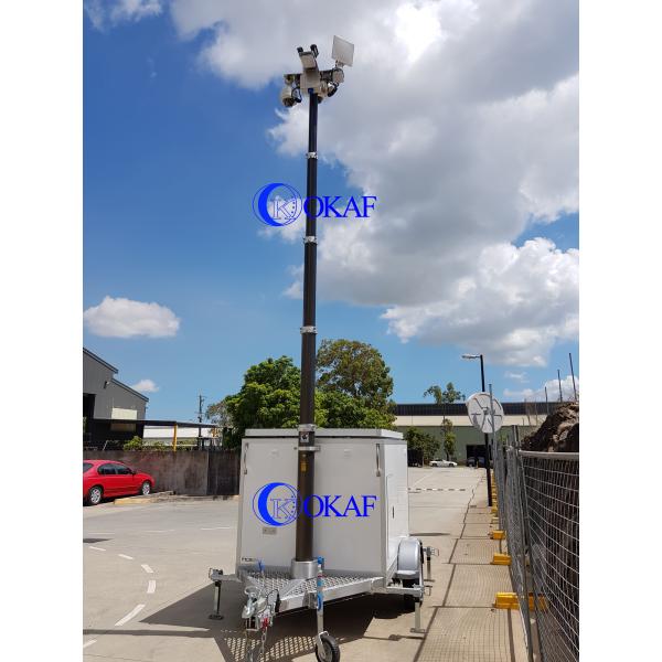 Mobile Sentry GPS Position 9m 400Ah Telescopic Mast Pole HD 1080P PTZ Cameras