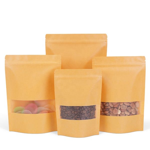 Food Grade Self-Sealing Resealable Tea Kraft Paper Bag Degradable Plastic Bag