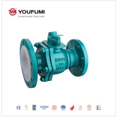 FEP Class 150 Ball Valve , PN16 DN150 Gear Operated Ball Valve Caustic Soda Use