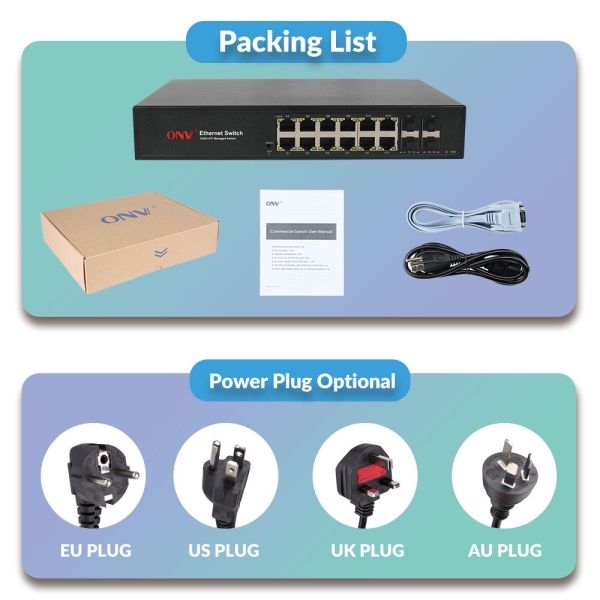 16 Port 10G Uplink Managed Ethernet Switch With L3 Network Management