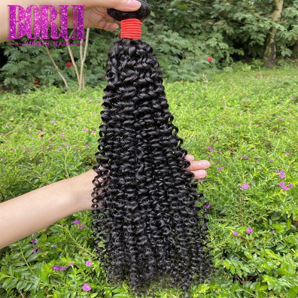 10A Grade Kinky Jerry Curl Human Hair , Peruvian Curly Hair With Closure