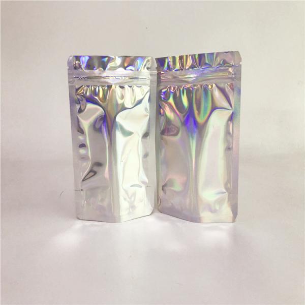 Digital Printing Clear Front and Holographic Back Holographic Bags for  Cosmetic Packaging