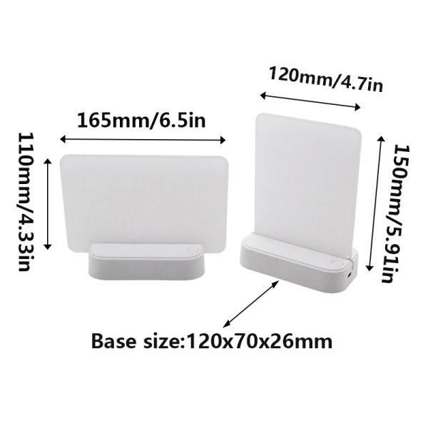 Rechargeable Batteries RGB LED Acrylic Photo Frame Blanks Sublimation Photo Frames Christmas LED Night Light