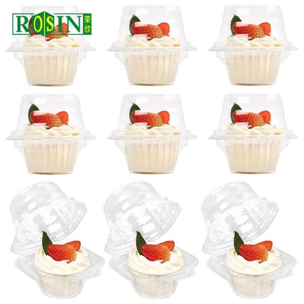 Contenedores de pasteles de PET transparentes con bisagra de perchas y con caparazón ligero