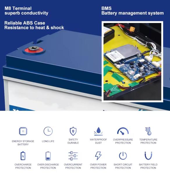 Built-In BMS Energy Storage Lithium Battery12V 100Ah Li Ion Rechargeable Battery For RV Boat Marine Solar