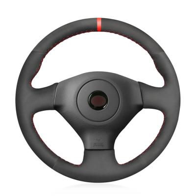 Custom Hand Stitching Black Suede Steering Wheel Cover for Subaru Impreza Legacy 2004 2005