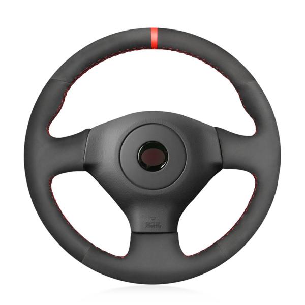 Custom Hand Stitching Black Suede Steering Wheel Cover for Subaru Impreza Legacy 2004 2005