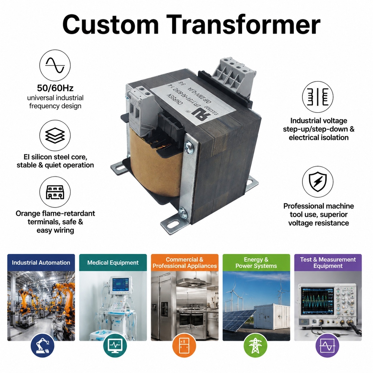 EI96 115V To 230V 2.0A Control Transformer Terminal Block For Industrial Machine