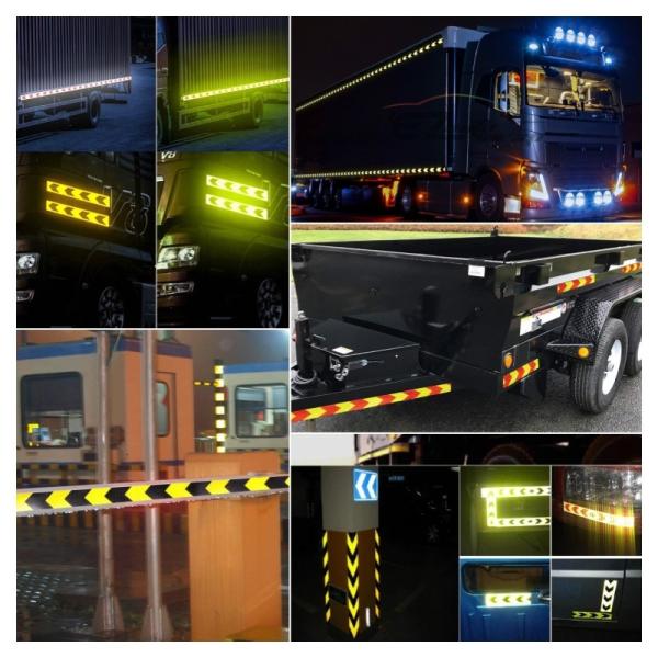 Fluorescent Yellow Green Black Arrow Adhesive Prismatic Reflective Warning Tape