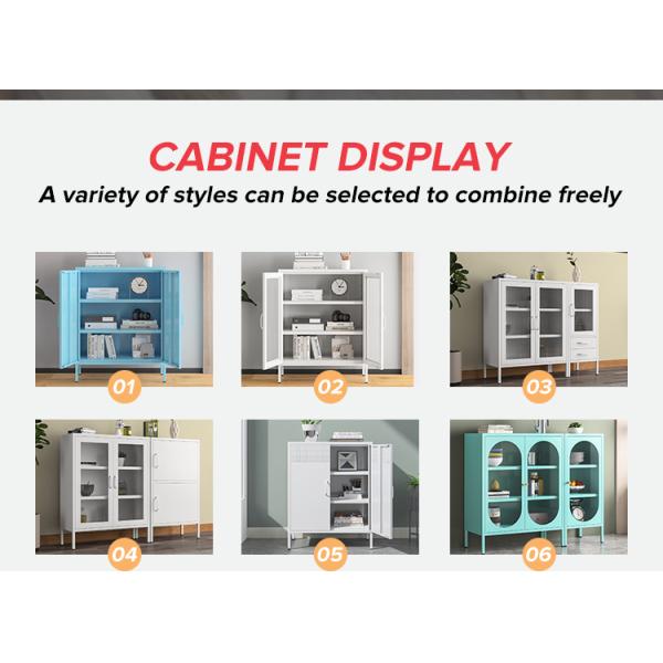 Bedroom Home Office Kitchen Glass Door Removable Shelves Metal Cabinet