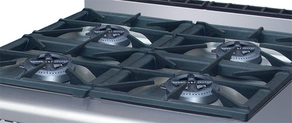 Commercial Cooking Lines , Free Standing 4 / 6 American Burners Gas Range With Oven