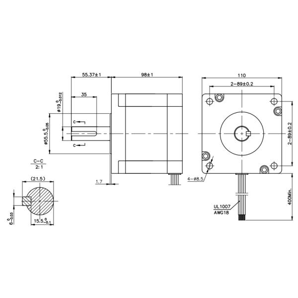 1.8° Nema 42 11.2Nm 5.5A JK110HS Hybrid CNC Kit Micro Stepper Motor