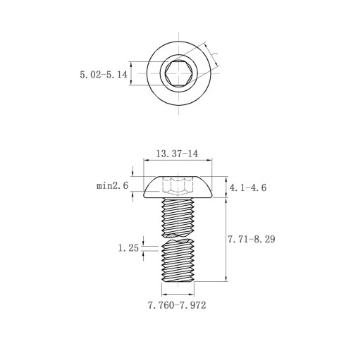 ISO7380 10.9 Grade M8*8mm Black Oxide Alloy Steel Carbon Steel Hex Hexagon Button Head Socket Screws with Control