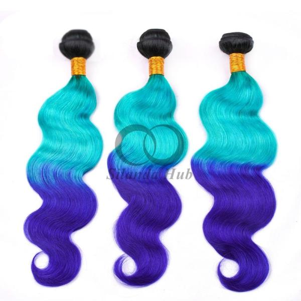 #T1B/Light Blue/Blue Body Wave Remy Human Hair Bundles Sew In Weave Bundles Brazilian Bundle Deals