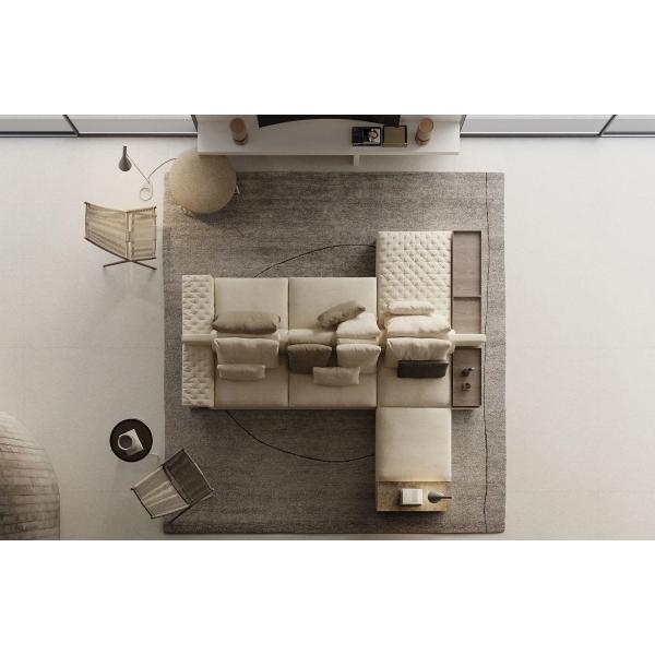 Practical Sectional Double-Sided Fabric Sofa For Multipurpose Large Space