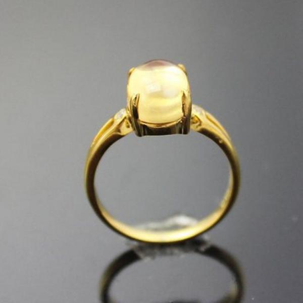 18k Yellow Gold Plated Sterling Silver  Oval Dome Yellow Citrine Women Ring (F57)