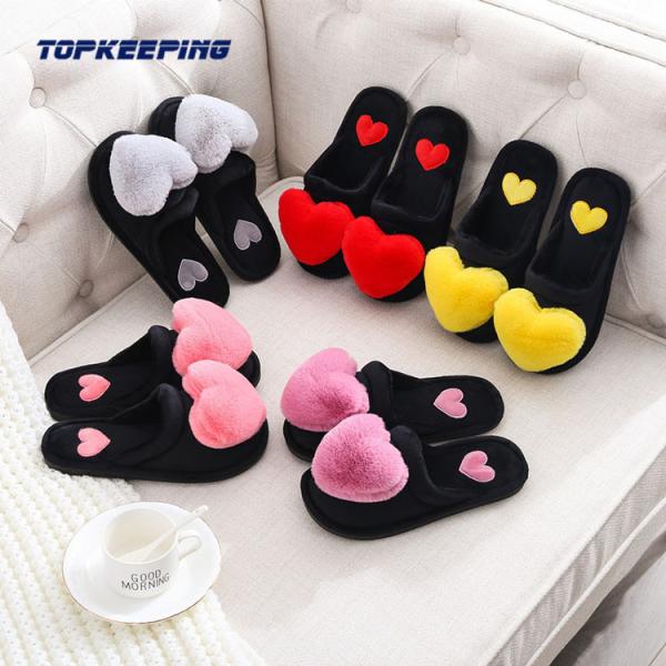 Ladies Open Heel Plush Furry Bedroom Slippers