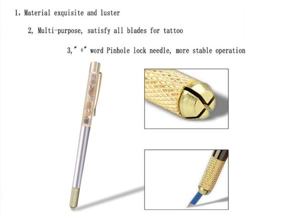 Tatuagem manual lateral Pen With Low Price de Pen Crystal Eyebrow Tattoo Pen Permanent da folha dourada a por atacado
