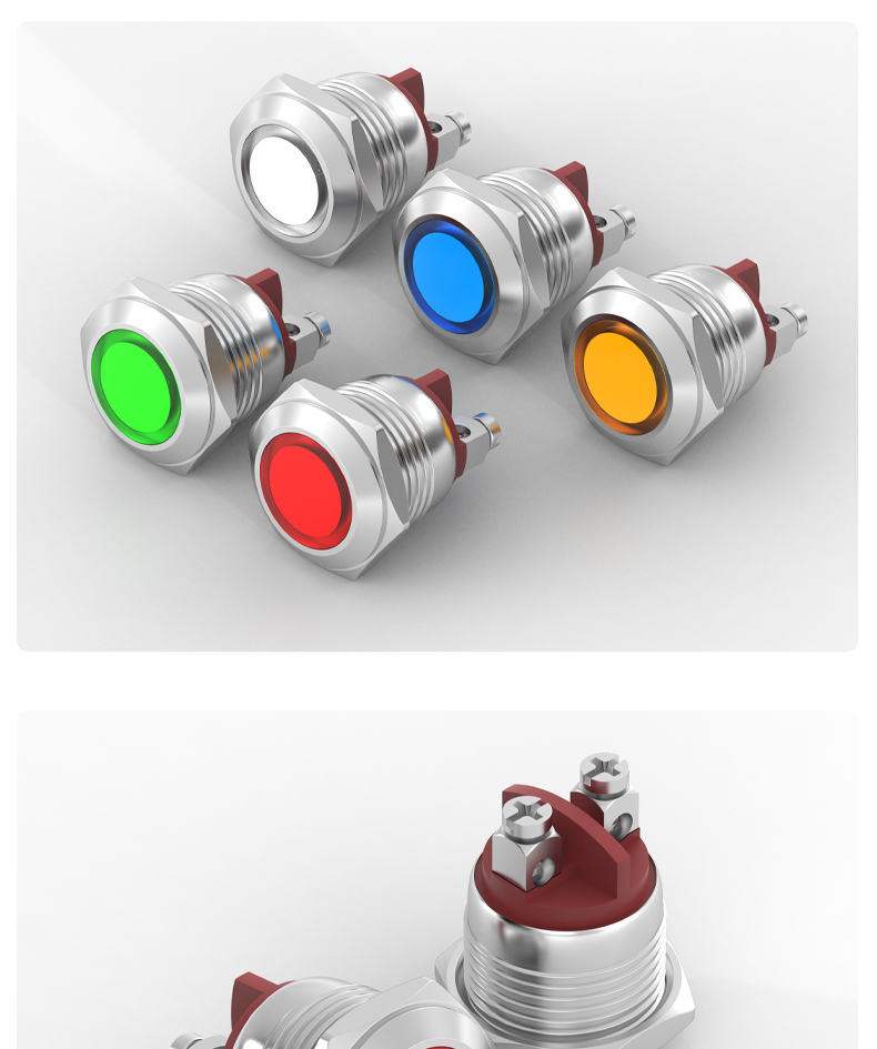 Metal Indicator Light LED 16mm Signal Light Screw Terminal 3V 6V 12V 24V 110V 220V Red Yellow Green Blue White