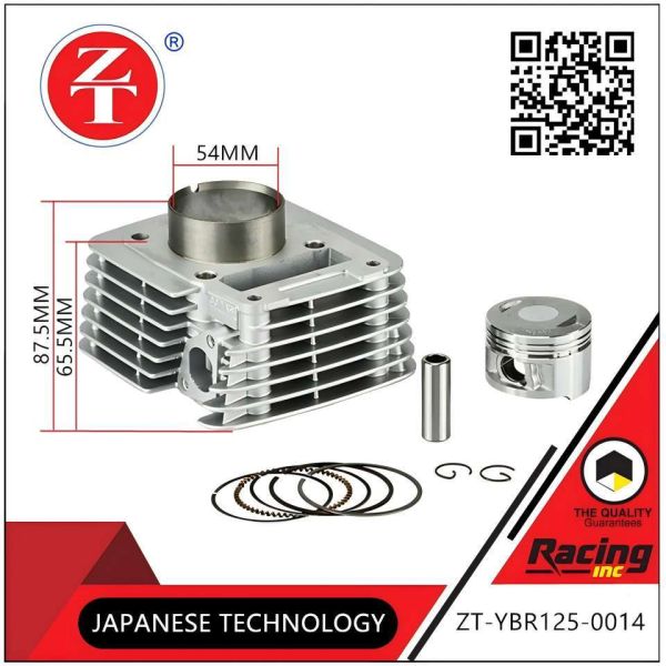 High Strength YBR125 Motorcycle Cylinder Assembly Contains Piston Ring 54MM