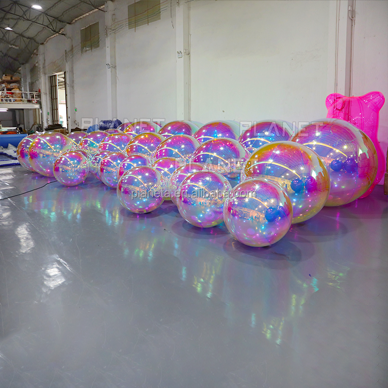 Wholesale Giant Large air Tight PVC Iridescent Inflatable Mirror Balloon for Event Decoration