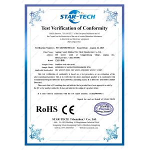 Anping Huihao Hardware Trading Co.,Ltd Certifications