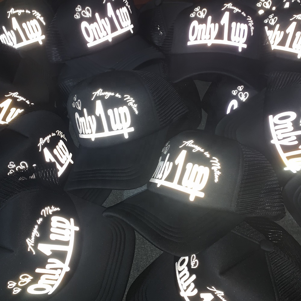Custom 3M Reflective Trucker Hat Luminous Logo Sublimation Transfer Printing