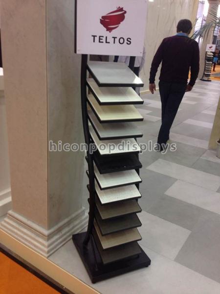 Black Metal Tile Display Racks Free Standing Trade Showroom Display Rack Flooring