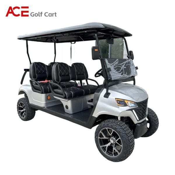 White Color Four Seater Electric Golf Cart With Safety Features 40km/H Low Speed