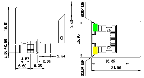 Vertical Step File RJ45 Jack HFJV1-2450-L12RL 10/100Base-T LPJD1011BDNL