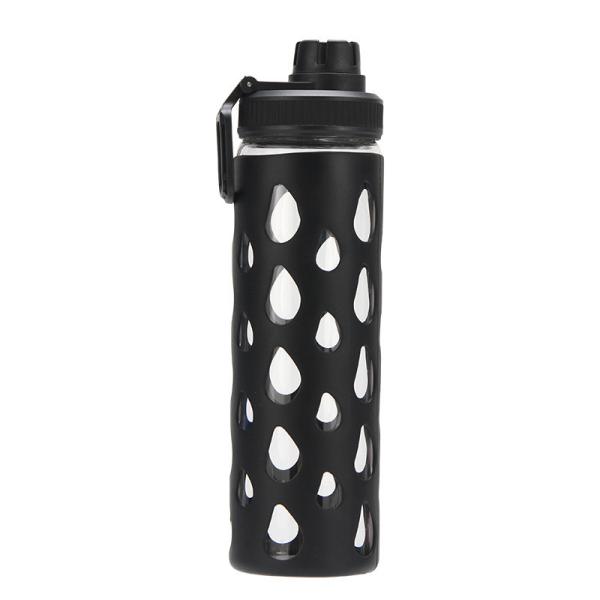 Clear Frosted Glass Drink Bottles With Stainless Steel Lid 20oz