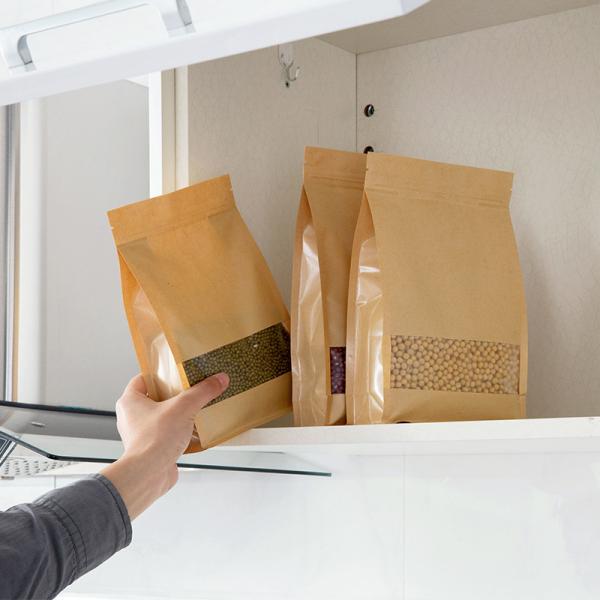 Wholesale Food Packaging Recycled Zip Top Brown Craft Paper Bag With Window