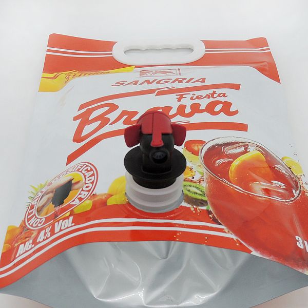 FDA Certified 3L Boxed Fruit Wine Pouch Wine Packaging With Handle