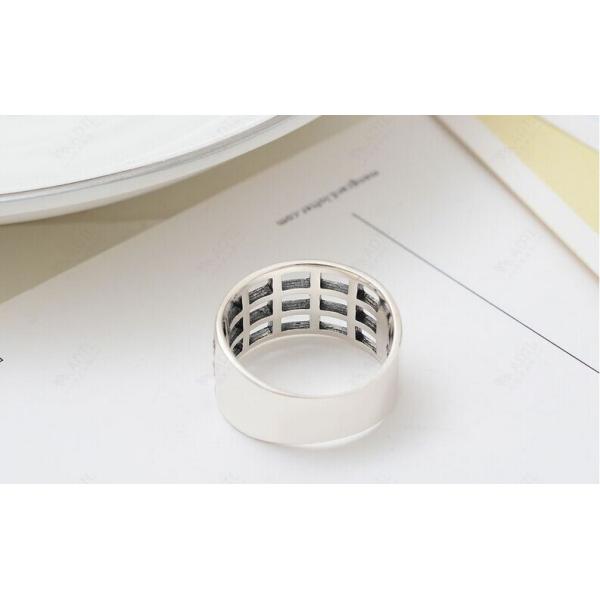 Europe retro silver rings exaggerated grid