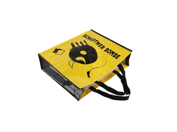 Reusable PP Woven Bags , Fabric Packaging Bags Yellow Black Polypropylene