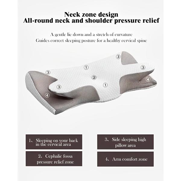 Memory Foam Butterfly Design Neck Protection Slow Rebound Pillow 100% Polyester 80