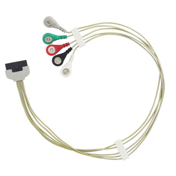 5 Head Insulated ECG Flat Medical Cable Assemblies medical wire harness