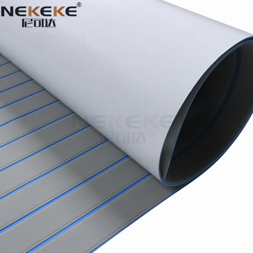 Self Adhesive EVA Deck Sheet Dark Grey Blue Stripe Pattern