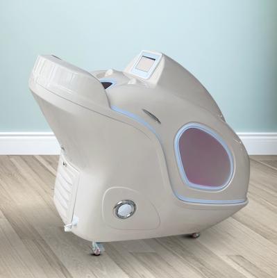 Semi-reclining Creamy White Red Lights Infrared Spa Capsule with PEMF Function for Whole Body