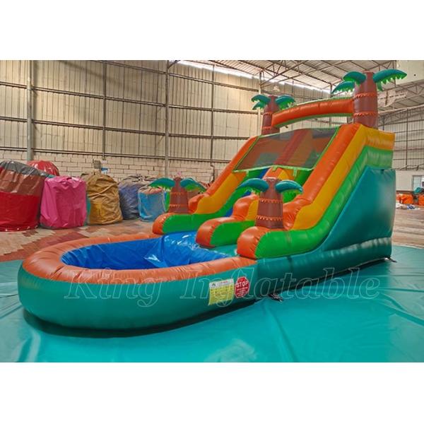 Kids Outdoor Yard Water Slides Tropical Jungles Inflatable Water Slide With Pool