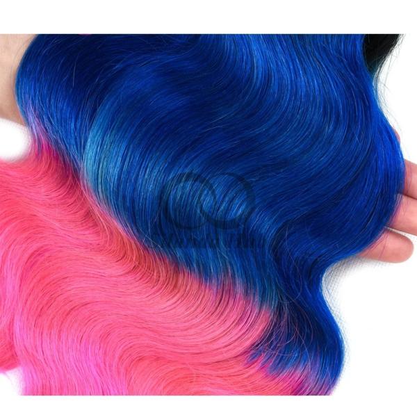 #T1B/Blue/Pink Body Wave Remy Human Hair Bundles Sew In Weave Bundles Brazilian Bundle Deals