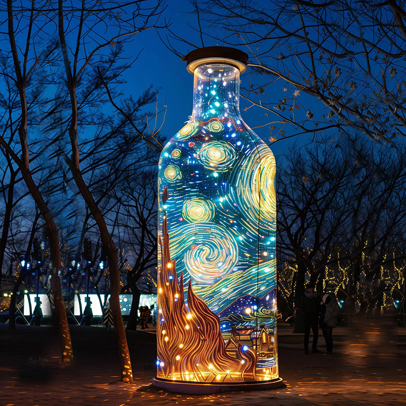 Acrylic Glass Steel Wishing Bottle Motif Sculpture Lights 12 Volt Garden Landscape Installation Christmas Halloween IP65 Wedding