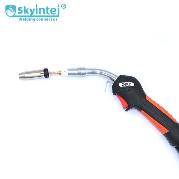 Mig Welding Torch 24KD Orange Handle Copper Plated 500A DC Flexible Swan Neck 0.8mm Solder Wire Euro Connector