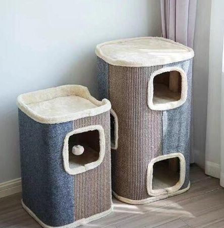 Custom Design Two Floors Cat Scratch Board with Cat Beds Cat House Cat Furniture Cat Tree