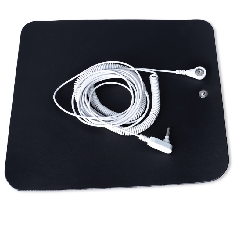 Universal Black Rubber+Leather Grounding Mat 40x60cm Anti-Static ESD Protective Cord Kit Eco-Friendly Office Exercise Mat