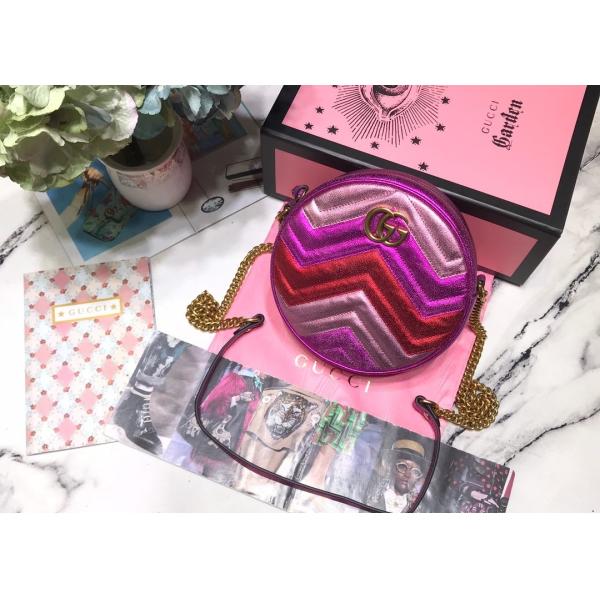 GG Marmont Wave Round Full Leather Chain Bag Soft Leather 18.5cm Length