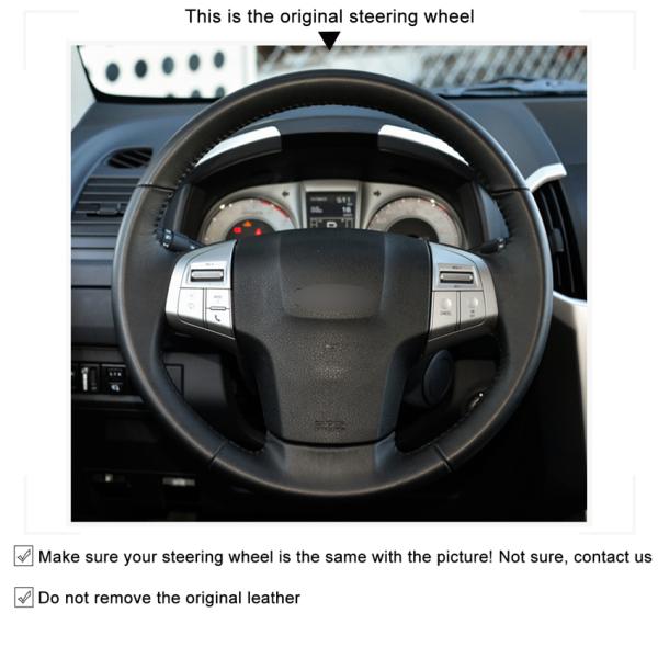 Hand Sewing Black Suede Steering Wheel Cover for Isuzu D-Max MU-X 2013-2020 Holden Colorado AU 2012-2014 2015 2016-2019