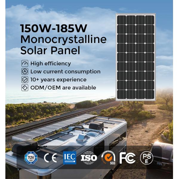 All Black Mono Solar Panel Single Crystalline Silicon Solar Cell 18V 70W 110W