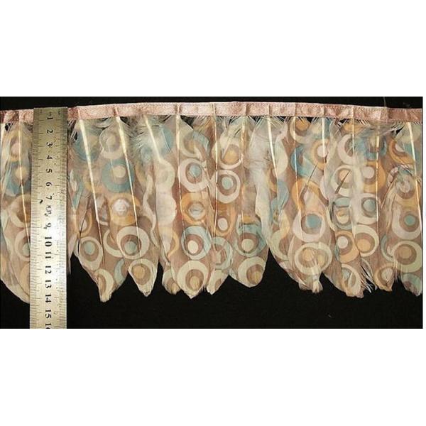 Printed Duck Goose Feather Fringe Trim With Satin Ribbon Tapes Carnival Occasion