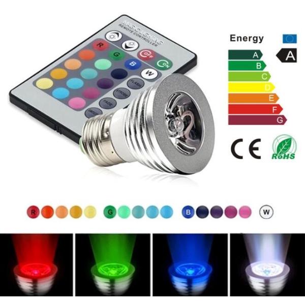 Rgb E27 Led Spot Bulbs 3w Epistar Chip Long Lifespan With Rgb Controller